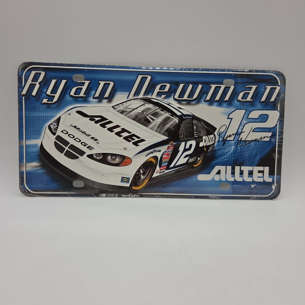 NEW Ryan Newman Alltel #12 Metal Rear License Plate Nascar Dodge